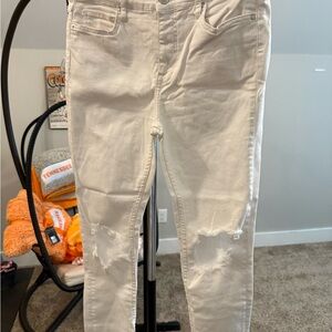 Free People White Skinny Distressed Jeans